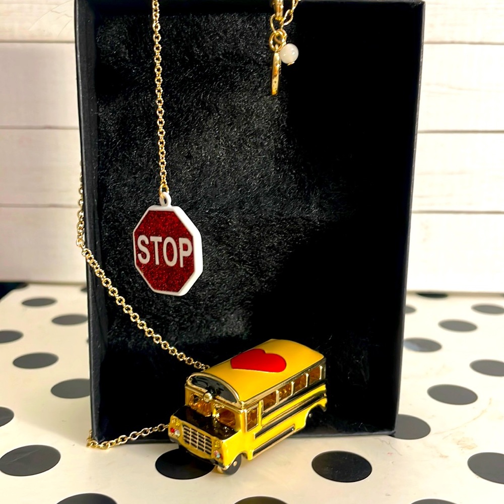Betsey Johnson necklace Bus and stop sign